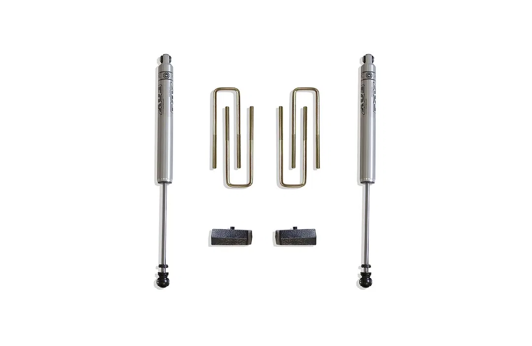 905320F – MAXTRAC Leaf Spring Block Kit, 2 Inch Block Height Cast Iron With 2 Blocks/ 4 U Bolts/ 4 Fox Shock Absorber...